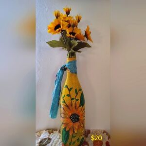 Wine bottle hand painted